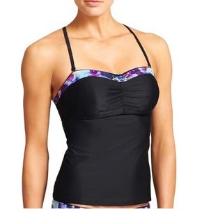 Athleta Floral Fade Bandeau Tankini in Black